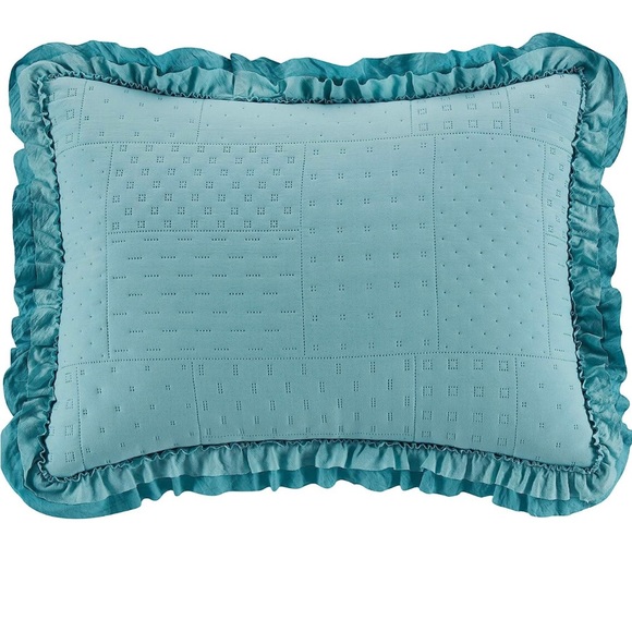 Lemon Tree Celeste Geo with Ruffle King size Quilt Set - Picture 5 of 6